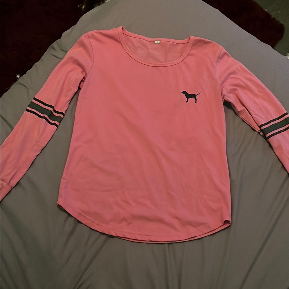 Pink Long Sleeve Shirt with Dog Logo
